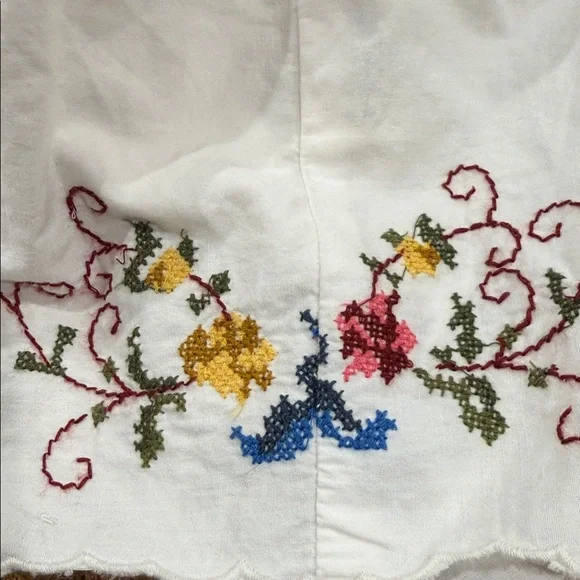 Anthropologie Hanky Crop Cutwork Tank Colorful Embroidery White SIZE XL NEW - Picture 8 of 10